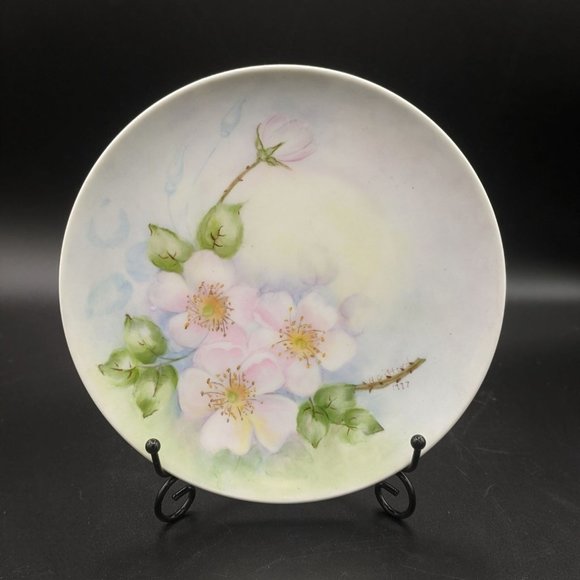 Wild Rose 8in Plate Signed H Gifford 1977 Hutschreuther Germany Hand Painted - Picture 1 of 11